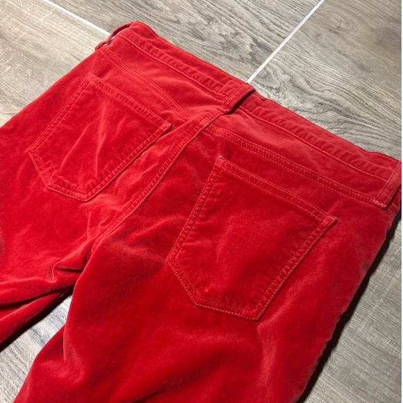 Current/Elliott "The Skinny" Scarlet Red Velveteen Pants Women's - Picture 8 of 9